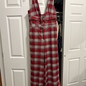 Cider Red and White Plaid Jumpsuit